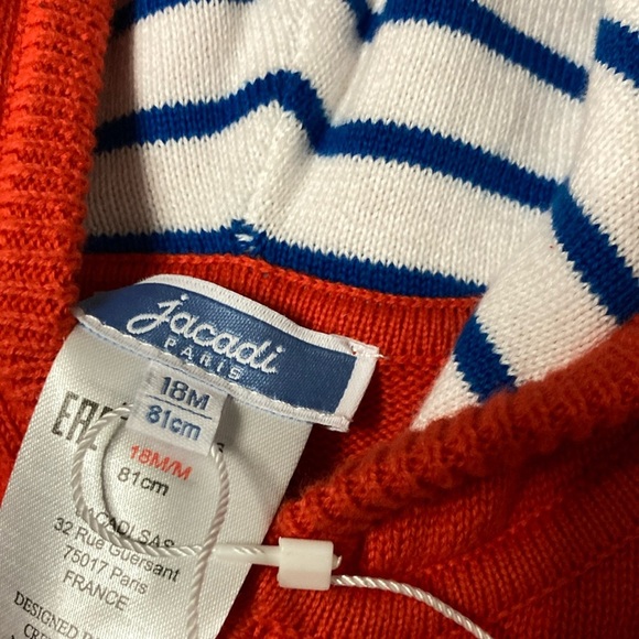 Jacadi Orange Sweatshirt with Lined Hood and Zipper - Picture 2 of 3